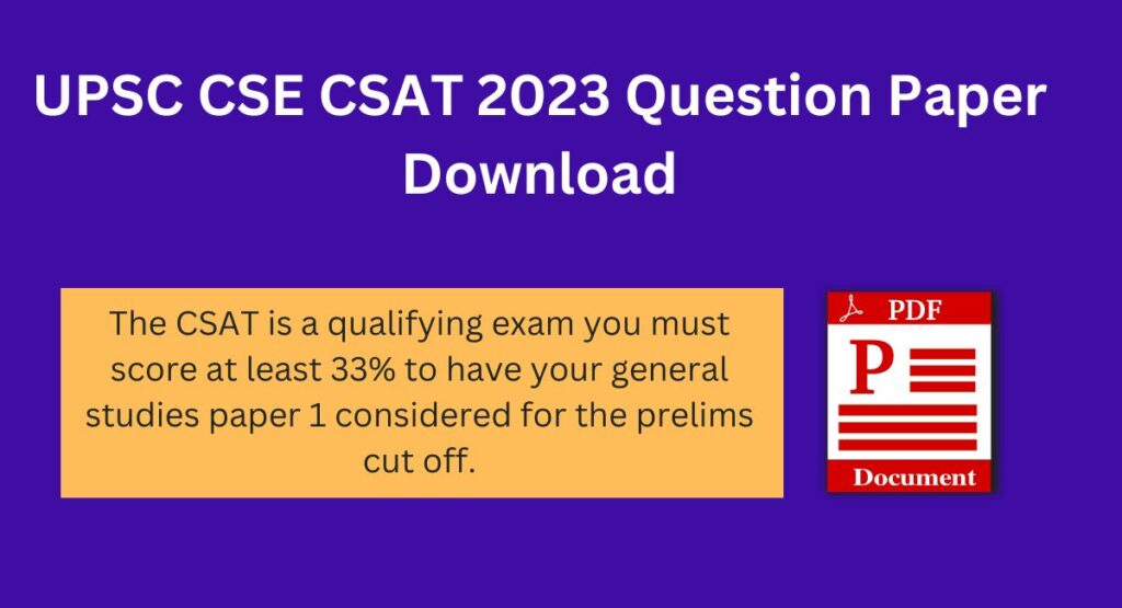 UPSC CSE CSAT 2023 Question Paper Download
