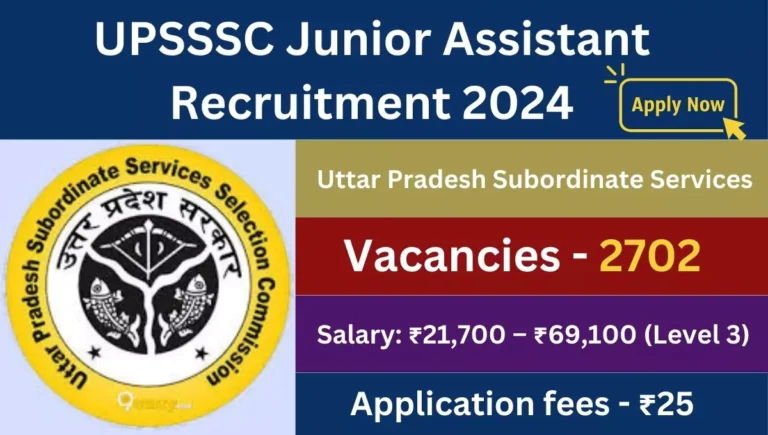 UPSSSC Junior Assistant Recruitment 2024 – Apply Online For 2702 Posts