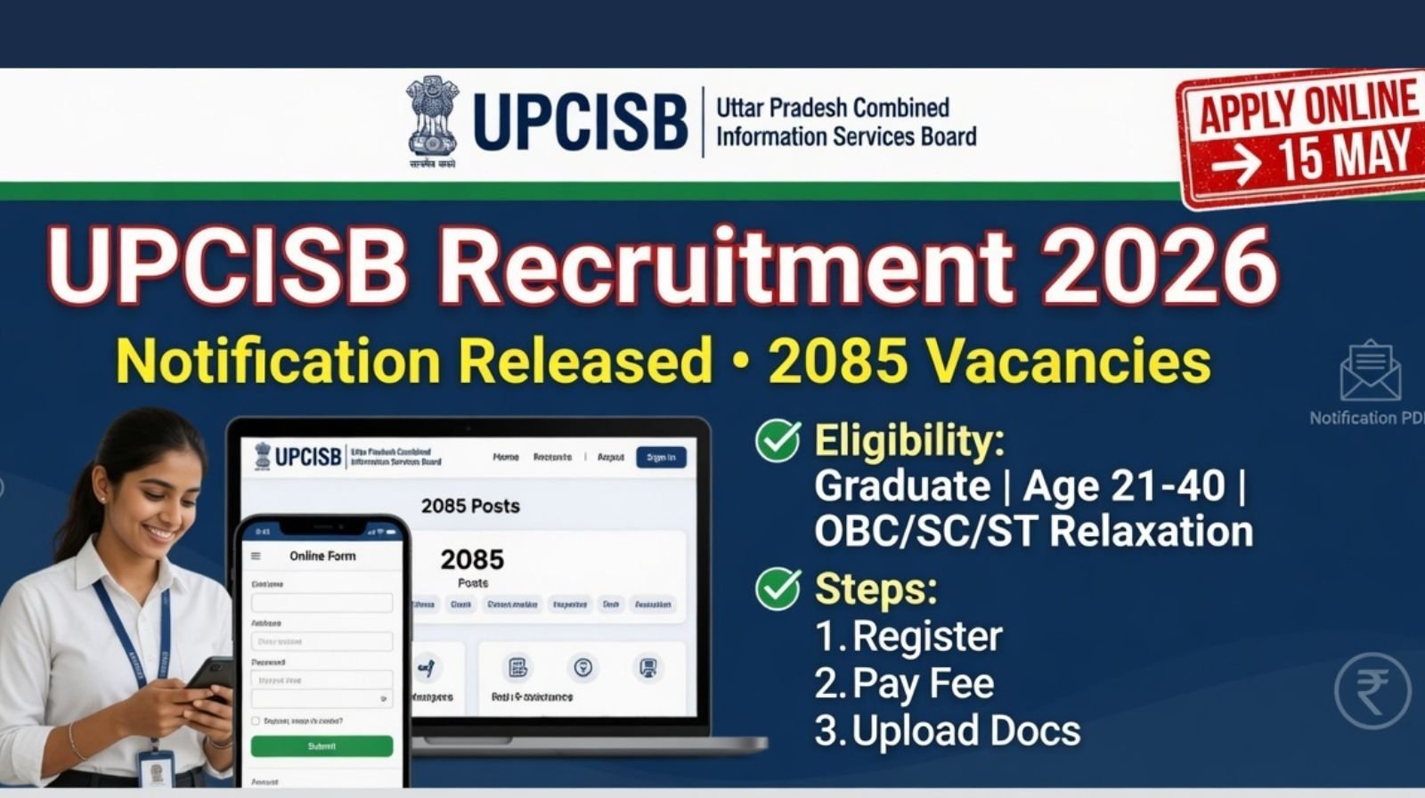 UPCISB Recruitment 2026: Notification Released for 2085 Vacancies – Apply Online Before 15 May, Check Eligibility & Steps